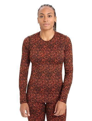 Black / Cherry Icebreaker Merino 200 Oasis Long Sleeve Crewe Lichen Women's One Piece & Sets | AU 1798QMAZ